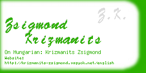 zsigmond krizmanits business card